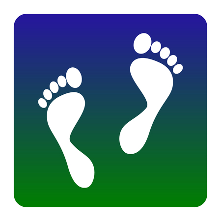 Foot prints sign. Vector. White icon at green-blue gradient square with rounded corners on white background. Isolated.のイラスト素材