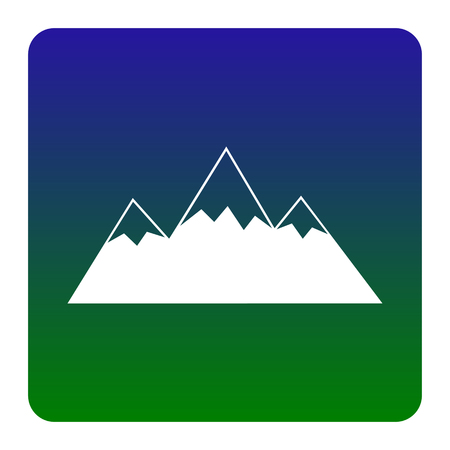 Mountain sign illustration. Vector. White icon at green-blue gradient square with rounded corners on white background. Isolated.のイラスト素材