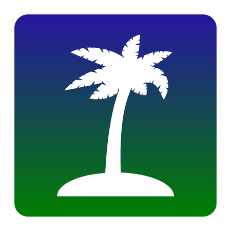 Coconut palm tree sign. Vector. White icon at green-blue gradient square with rounded corners on white background. Isolated.のイラスト素材
