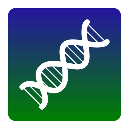 The DNA sign. Vector. White icon at green-blue gradient square with rounded corners on white background. Isolated.のイラスト素材