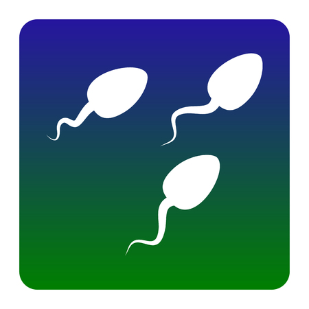 Sperms sign illustration. Vector. White icon at green-blue gradient square with rounded corners on white background. Isolated.のイラスト素材