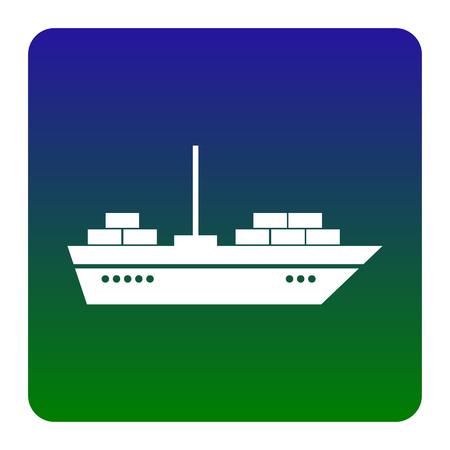 Ship sign illustration. Vector. White icon at green-blue gradient square with rounded corners on white background. Isolated.のイラスト素材