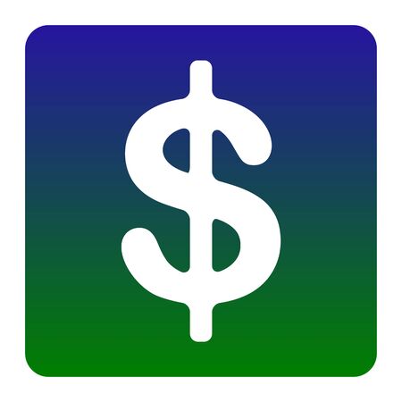 Dollars sign illustration. USD currency symbol. Money label. Vector. White icon at green-blue gradient square with rounded corners on white background. Isolated.のイラスト素材