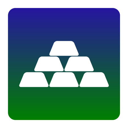 Gold simple sign. Vector. White icon at green-blue gradient square with rounded corners on white background. Isolated.のイラスト素材