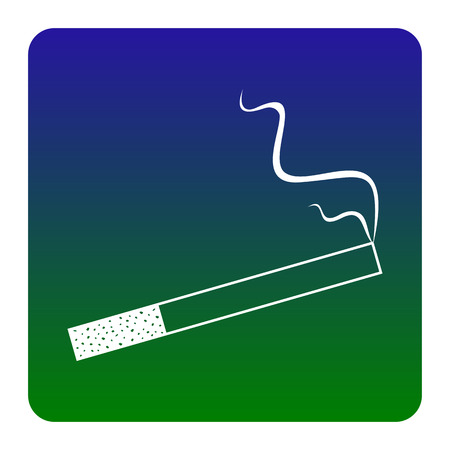 Smoke icon great for any use. Vector. White icon at green-blue gradient square with rounded corners on white background. Isolated.のイラスト素材