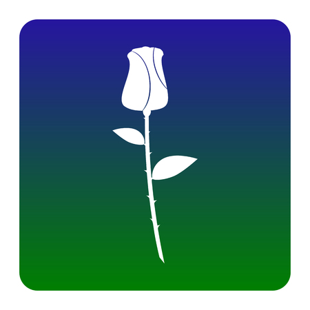 Rose sign illustration. Vector. White icon at green-blue gradient square with rounded corners on white background. Isolated.のイラスト素材