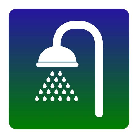 Shower sign. Vector. White icon at green-blue gradient square with rounded corners on white background. Isolated.のイラスト素材