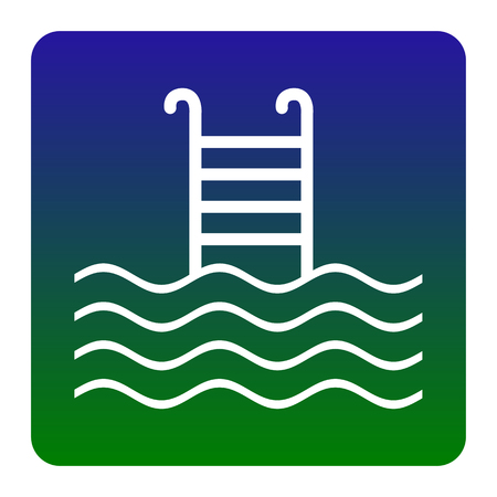 Swimming Pool sign. Vector. White icon at green-blue gradient square with rounded corners on white background. Isolated.のイラスト素材