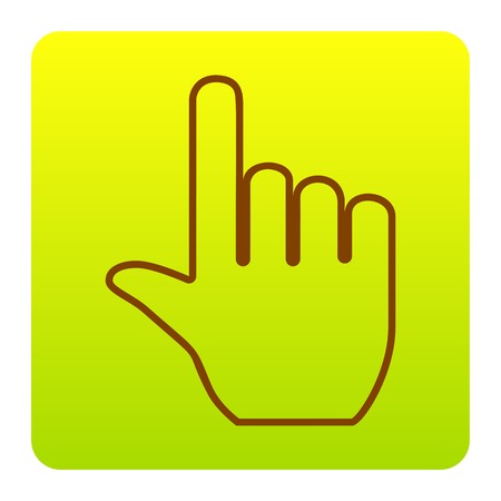 Hand sign illustration. Vector. Brown icon at green-yellow gradient square with rounded corners on white background. Isolated.のイラスト素材