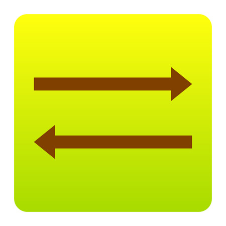Arrow simple sign. Vector. Brown icon at green-yellow gradient square with rounded corners on white background. Isolated.のイラスト素材