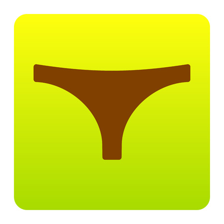 Womens panties sign. Vector. Brown icon at green-yellow gradient square with rounded corners on white background. Isolated.のイラスト素材
