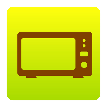 Microwave sign illustration. Vector. Brown icon at green-yellow gradient square with rounded corners on white background. Isolated.のイラスト素材