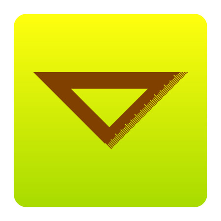 Ruler sign illustration. Vector. Brown icon at green-yellow gradient square with rounded corners on white background. Isolated.のイラスト素材
