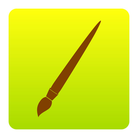 Brush sign illustration. Vector. Brown icon at green-yellow gradient square with rounded corners on white background. Isolated.のイラスト素材