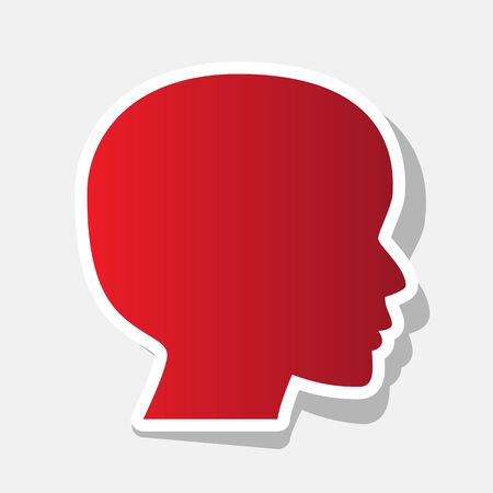 People head sign. Vector. New year reddish icon with outside stroke and gray shadow on light gray background.のイラスト素材