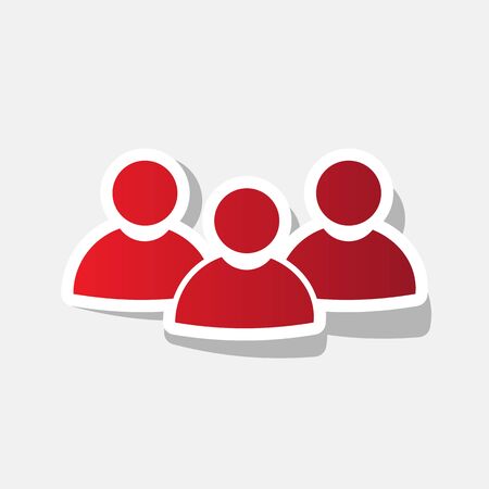 Team work sign. Vector. New year reddish icon with outside stroke and gray shadow on light gray background.のイラスト素材