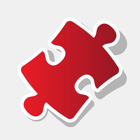 Puzzle piece sign. Vector. New year reddish icon with outside stroke and gray shadow.のイラスト素材