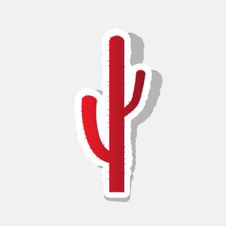 Cactus simple sign. Vector. New year reddish icon with outside stroke and gray shadow.のイラスト素材