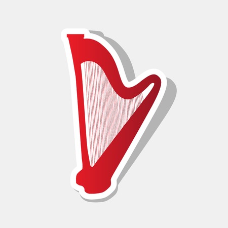 Musical instrument harp sign. Vector. New year reddish icon with outside stroke.のイラスト素材