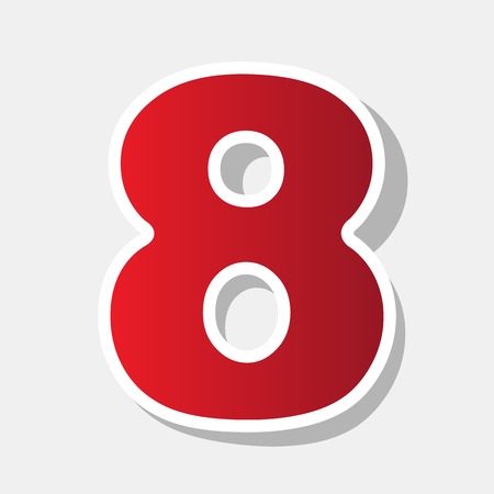 Number 8 sign design template element. Vector. New year reddish icon with outside stroke and gray shadow on light gray background.のイラスト素材
