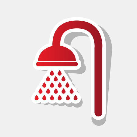 Shower sign. Vector. New year reddish icon with outside stroke and gray shadow on light gray background.のイラスト素材