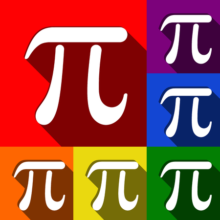 Bowling sign illustration. Vector. Set of icons with flat shadows at red, orange, yellow, green, blue and violet background.のイラスト素材