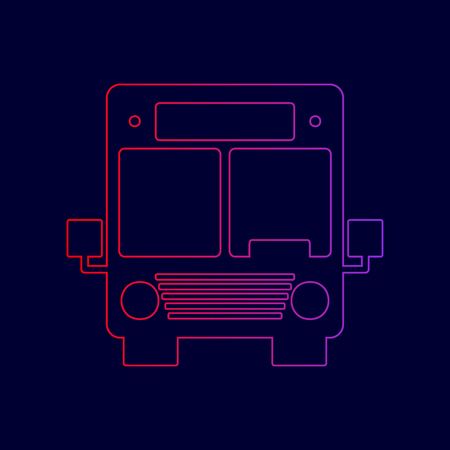 Bus sign illustration. Vector. Line icon with gradient from red to violet colors on dark blue background.のイラスト素材
