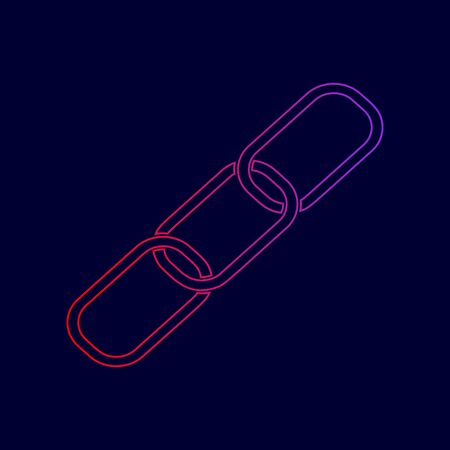 Link sign illustration. Vector. Line icon with gradient from red to violet colors on dark blue background.のイラスト素材