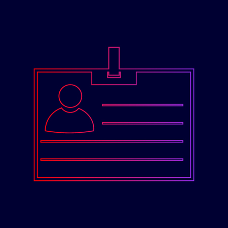 Id card sign. Vector. Line icon with gradient from red to violet colors on dark blue background.のイラスト素材