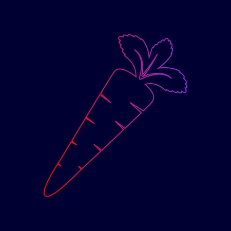 Carrot sign illustration. Vector. Line icon with gradient from red to violet colors on dark blue background.のイラスト素材