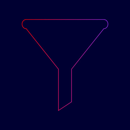 Filter simple sign. Vector. Line icon with gradient from red to violet colors on dark blue background.のイラスト素材