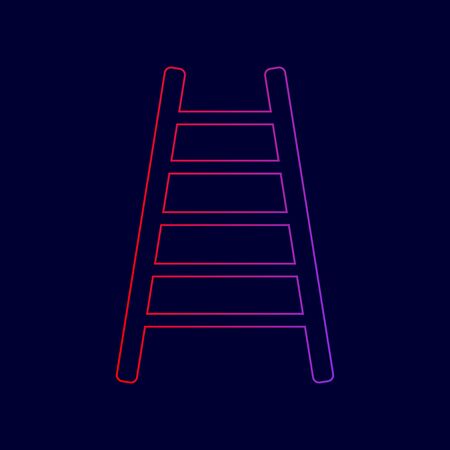 Ladder sign illustration. Vector. Line icon with gradient from red to violet colors on dark blue background.のイラスト素材