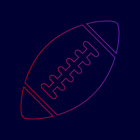 American simple football ball. Vector. Line icon with gradient from red to violet colors on dark blue background.のイラスト素材