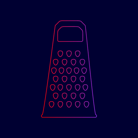 Cheese grater sign. Vector. Line icon with gradient from red to violet colors on dark blue background.のイラスト素材