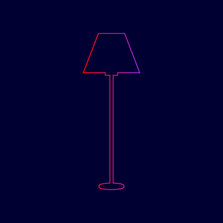 Lamp simple sign. Vector. Line icon with gradient from red to violet colors on dark blue background.のイラスト素材