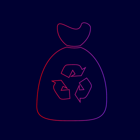 Trash bag icon. Vector. Line icon with gradient from red to violet colors on dark blue background.のイラスト素材