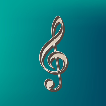 Music violin clef sign. G-clef. Treble clef. Vector. Icon printed at 3d on sea color background.のイラスト素材