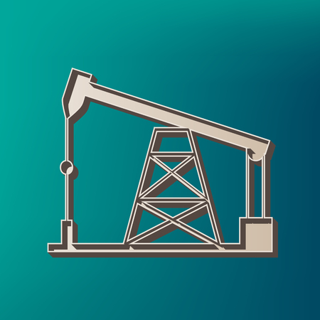 Oil drilling rig sign. Vector. Icon printed at 3d on sea color background.のイラスト素材