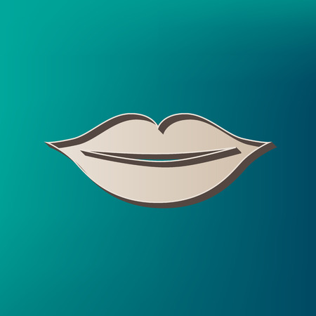 Lips sign illustration. Vector. Icon printed at 3d on sea color background.のイラスト素材