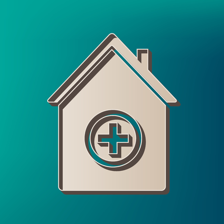 Hospital sign illustration. Vector. Icon printed at 3d on sea color background.のイラスト素材