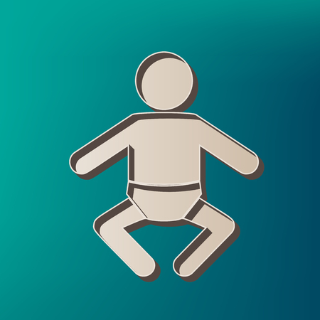 Baby sign illustration. Vector. Icon printed at 3d on sea color background.のイラスト素材