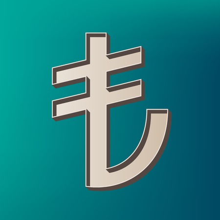 Turkiey Lira sign. Vector. Icon printed at 3d on sea color background.のイラスト素材