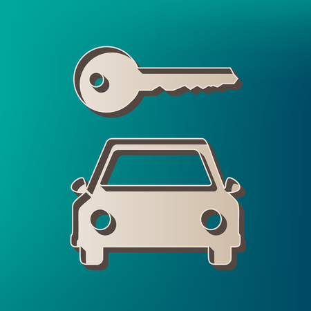 Car key simplistic sign. Vector. Icon printed at 3d on sea color background.のイラスト素材