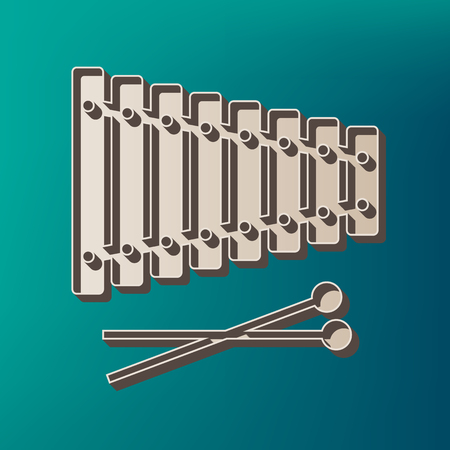 Xylophone sign. Vector. Icon printed at 3d on sea color background.のイラスト素材