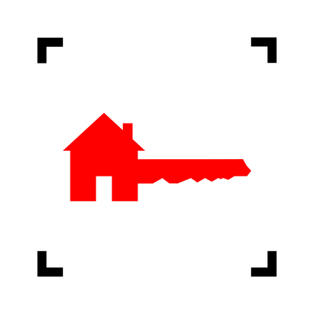 Home Key sign. Vector. Red icon inside black focus corners on white background. Isolated.のイラスト素材