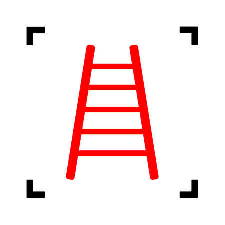 Ladder sign illustration. Vector. Red icon inside black focus corners on white background. Isolated.のイラスト素材