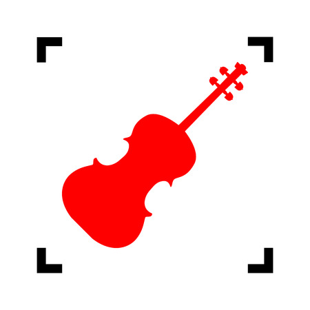 Violine sign illustration. Vector. Red icon inside black focus corners on white background. Isolated.のイラスト素材