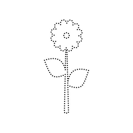 Flower sign illustration. Vector. Black dotted icon on white background. Isolated.のイラスト素材