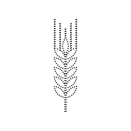 Wheat sign illustration. Spike. Spica. Vector. Black dotted icon on white background. Isolated.のイラスト素材