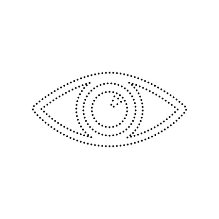 Eye sign illustration. Vector. Black dotted icon on white background. Isolated.のイラスト素材